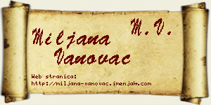 Miljana Vanovac vizit kartica